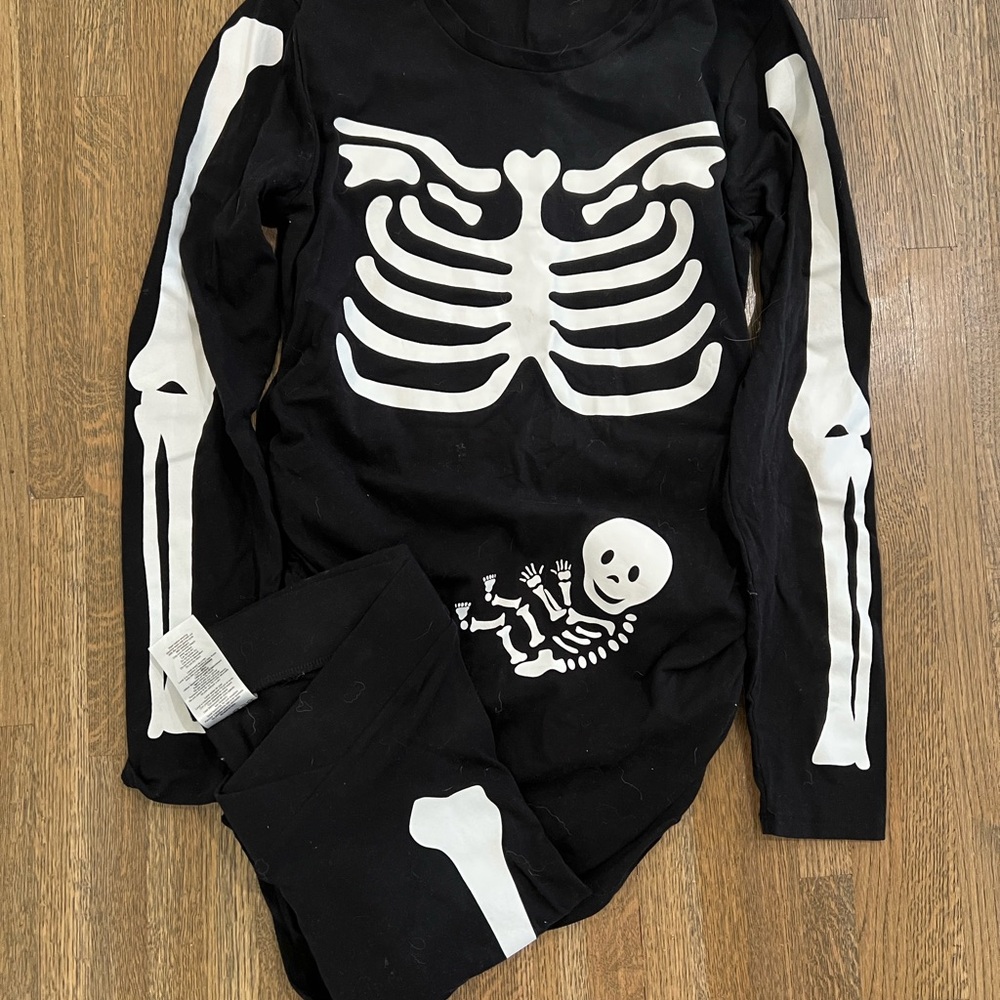 Women's Pregnant Skeleton Print full length Bodysuit